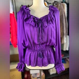 Yves Saint Laurent Vibrant Purple Ruffle Blouse